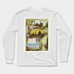 Italy France Vintage Railroad Travel Poster 1897 Long Sleeve T-Shirt